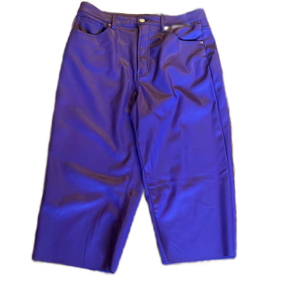 H&M Purple, lavender leather Bermuda shorts jorts culottes 10